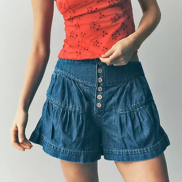 Free People Pants - NWT We The Free Fleur Denim Shorts -  Color True Blue